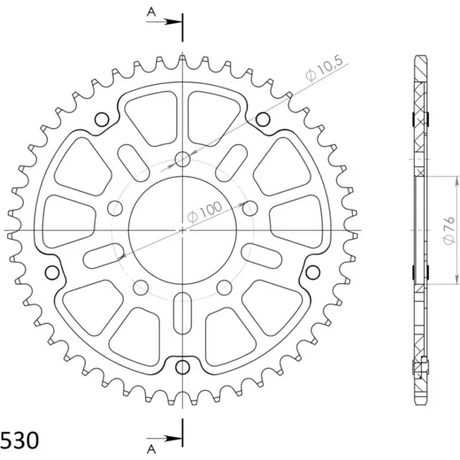 Stealth-Rear Sprocket / Chain Wheel Supersprox 530/47t black 37090K47