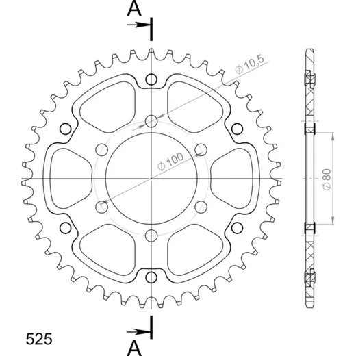 Stealth-Rear Sprocket / Chain Wheel Supersprox 525/43t black 92666K43