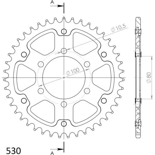 Stealth-Rear Sprocket / Chain Wheel Supersprox 530/42t green 37096G42
