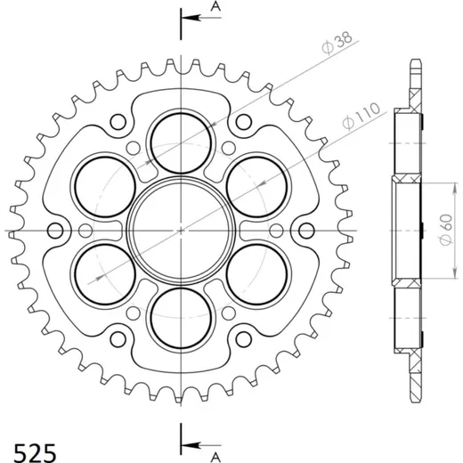 Stealth-Rear Sprocket / Chain Wheel Supersprox 525/41t silver 50801V41