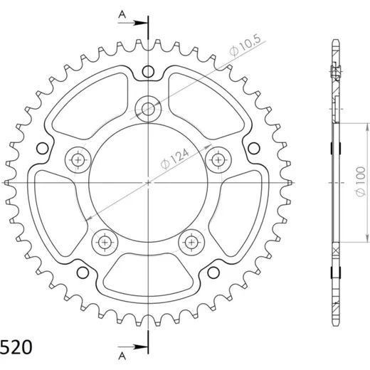 Stealth-Rear Sprocket / Chain Wheel Supersprox 520/43t gold 50613S43