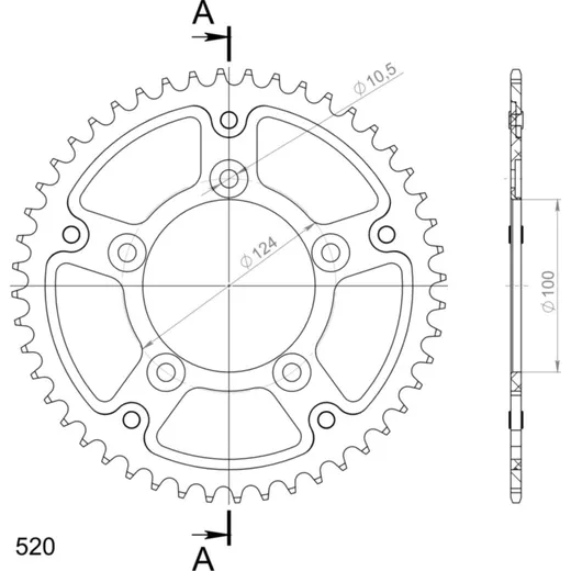 Stealth-Rear Sprocket / Chain Wheel Supersprox 520/48t black 50613K48