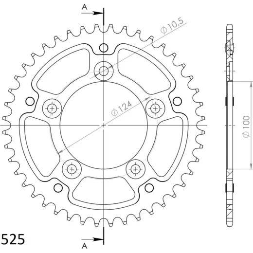 Stealth-Rear Sprocket / Chain Wheel Supersprox 525/46t silver