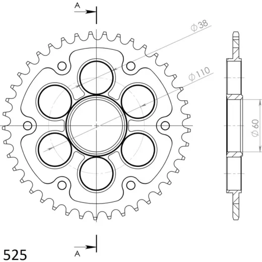 Stealth-Rear Sprocket / Chain Wheel Supersprox 525/40t silver 50619V40