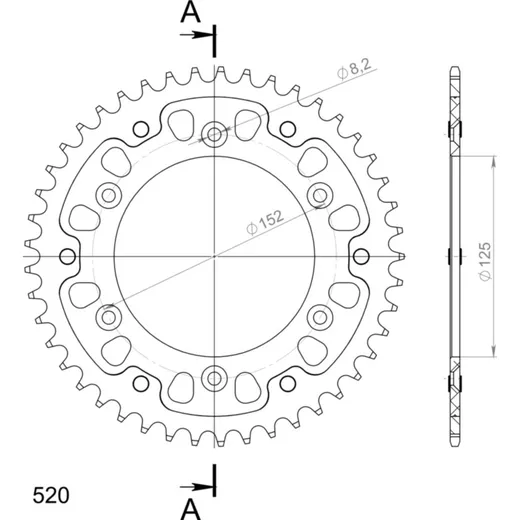 Stealth-Rear Sprocket / Chain Wheel Supersprox 520/45t red 92340R45