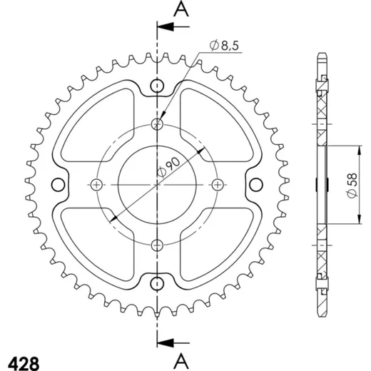 Stealth-Rear Sprocket / Chain Wheel Supersprox 428/47t gold 14205S47