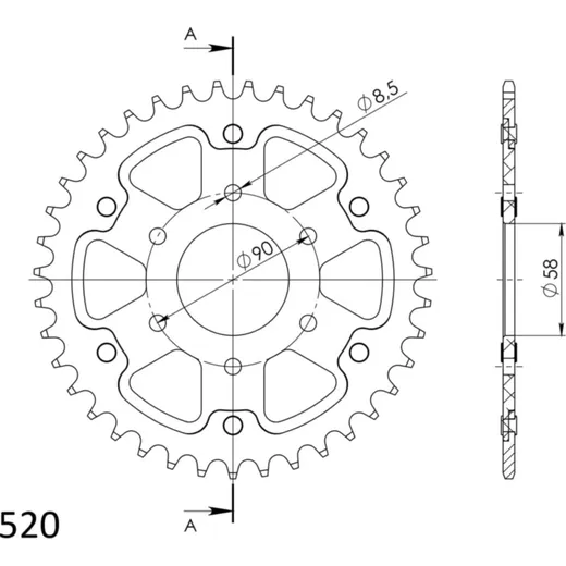 Stealth-Rear Sprocket / Chain Wheel Supersprox 520/39t gold 30812S39