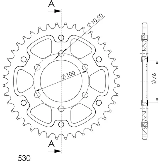 Stealth-Rear Sprocket / Chain Wheel Supersprox 530/40t red 14902R40