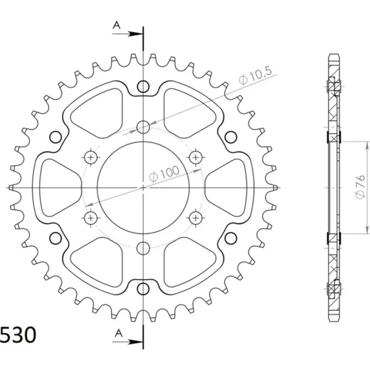 Stealth-Rear Sprocket / Chain Wheel Supersprox 530/42t black 14902K42