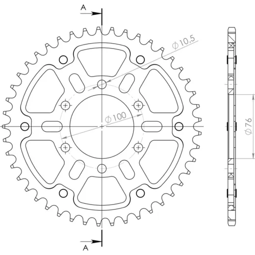 Stealth-Rear Sprocket / Chain Wheel Supersprox 530/47t silver 14902V47