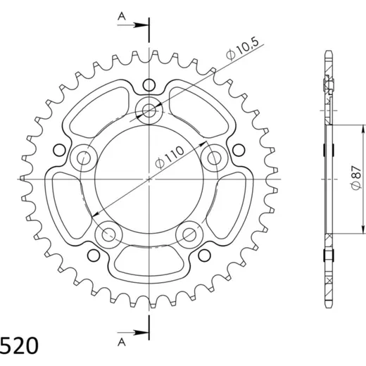 Stealth-Rear Sprocket / Chain Wheel Supersprox 520/39t gold 14405S39