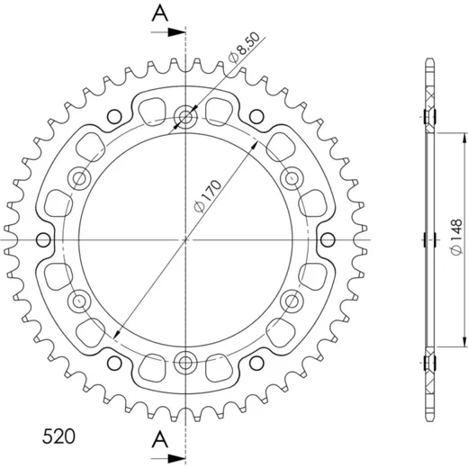 Stealth-Rear Sprocket / Chain Wheel Supersprox 520/48t black 14501K48