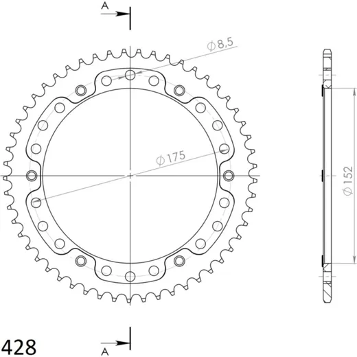 Stealth-Rear Sprocket / Chain Wheel Supersprox 428/53t gold