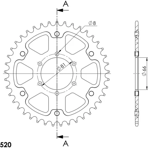 Stealth-Rear Sprocket / Chain Wheel Supersprox 520/41t gold 30844S41