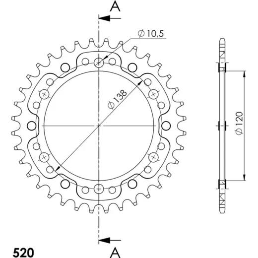 Stealth-Rear Sprocket / Chain Wheel Supersprox 520/36t blue