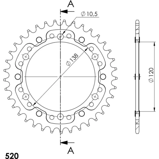 Stealth-Rear Sprocket / Chain Wheel Supersprox 520/37t gold