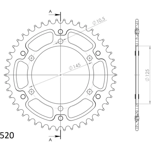 Stealth-Rear Sprocket / Chain Wheel Supersprox 520/46t black 12305K46