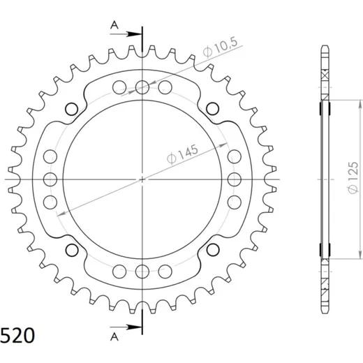 Stealth-Rear Sprocket / Chain Wheel Supersprox 520/40t gold 12505S40