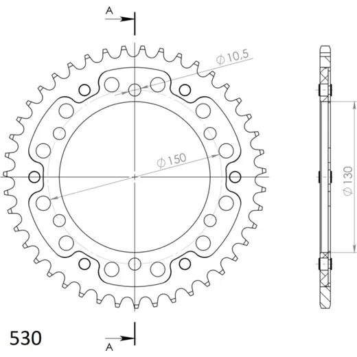 Stealth-Rear Sprocket / Chain Wheel Supersprox 530/43t gold 12801S43