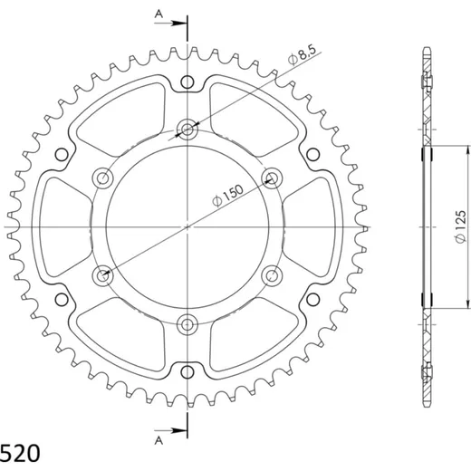 Stealth-Rear Sprocket / Chain Wheel Supersprox 520/53t black