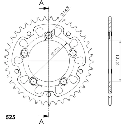 Stealth-Rear Sprocket / Chain Wheel Supersprox 525/41t black 71400K41