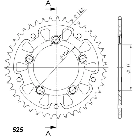 Stealth-Rear Sprocket / Chain Wheel Supersprox 525/43t black 71400K43