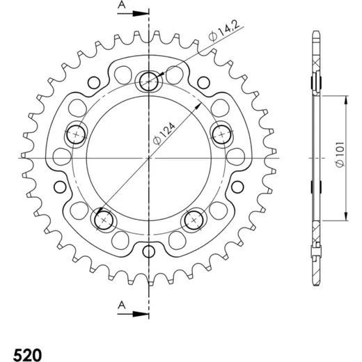 Stealth-Rear Sprocket / Chain Wheel Supersprox 520/39t red 30993R39