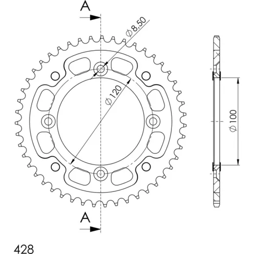 Stealth-Rear Sprocket / Chain Wheel Supersprox 428/47t black