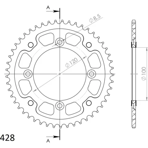 Stealth-Rear Sprocket / Chain Wheel Supersprox 428/48t black