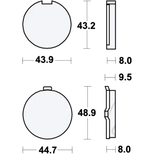 Brake pads std TRW altn 7325954 for: Hyosung GA, GF, Kreidler Florett