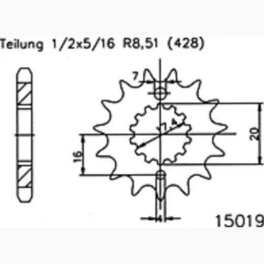 ESJOT Kettenritzel, 16 Zähne 92-15019-16
