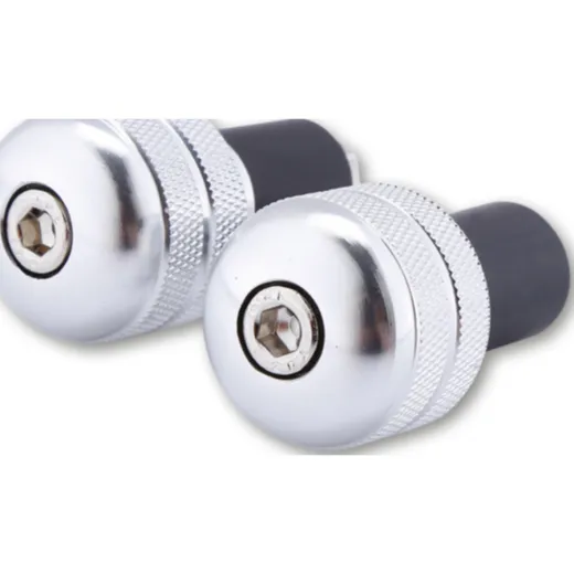 SHIN YO Bar End Weights, silver, knurled, for steel handlebars