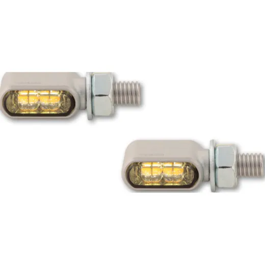 Lampe HIGHSIDER CNC LED Blinker/Positionslicht LITTLE BRONX, silber, getönt, E-geprüft, Paar