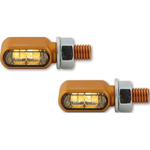 HIGHSIDER CNC LED turn signal/position light LITTLE BRONX, gold, tinted, E-approved, pair