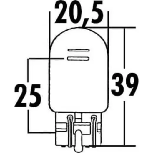 Glühbirne W21/5W, Glassockel-Glühlampe 12V 21/5W W3x16Q