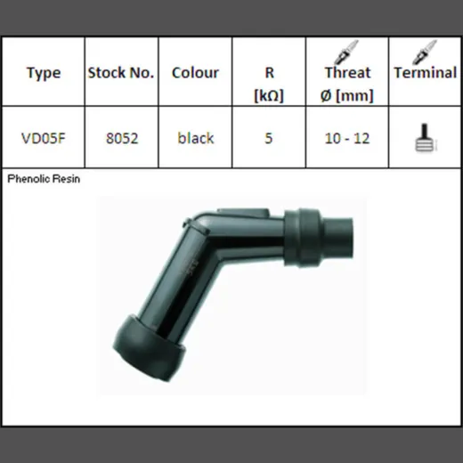 NGK Spark plug connector VD-05 F, for 12 mm candle, 120?