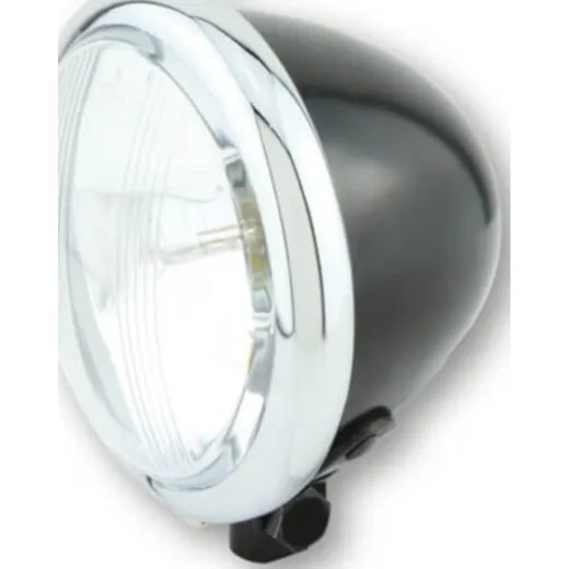Lampe Licht SHIN YO SHIN YO 4 1/2 Zoll Scheinwerfer Bates-Style, schwarz, Chromring