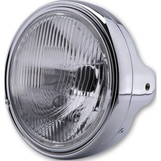 Lampe Licht SHIN YO 7 Zoll LTD-Scheinwerfer, H4-Einsatz, Befestigung seitlich, geprägtes Glas, chrom