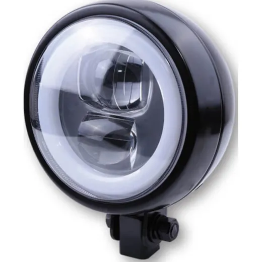HIGHSIDER LED Scheinwerfer FLAT TYP 9 mit Standlichtring, schwarz, untere Befestigung