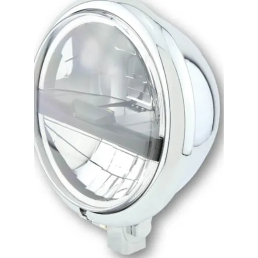 Lampe Licht HIGHSIDER 5 3/4 Zoll LED Scheinwerfer BATES STYLE TYP 5, chrom/schwarz