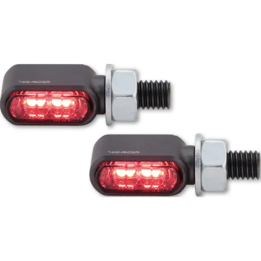 Lampe HIGHSIDER CNC LED Rück-, Bremslicht, Blinker LITTLE BRONX, titan, getönt, E-geprüft, Paar