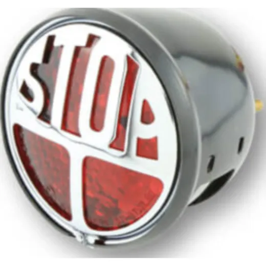 Rückleuchte Heckleuchte SHIN YO LED-Rücklicht STOP, rotes Glas, schwarzes Metallgehäuse
