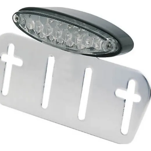 Rückleuchte Heckleuchte SHIN YO LED-Mini-Rücklicht klar, mit Nummernschildplatte, Gehäuse schwarz