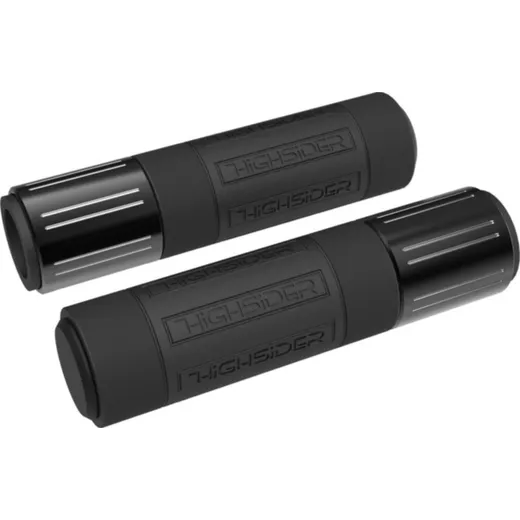 HIGHSIDER CONERO handlebar grip rubber, 7/8 inch (22,2 mm), 132 mm, black glossy with polished bevels