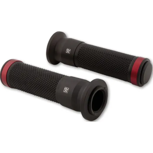 SHIN YO MARANO handlebar grip rubber, 7/8 inch (22,2 mm), 132 mm, black/red