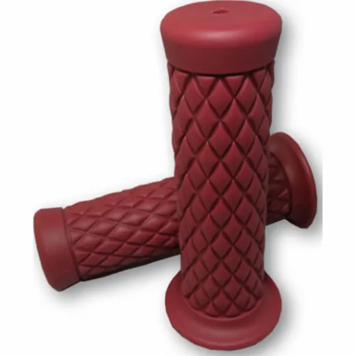 Custom Diamond Style Grips 1 inch dark red pair