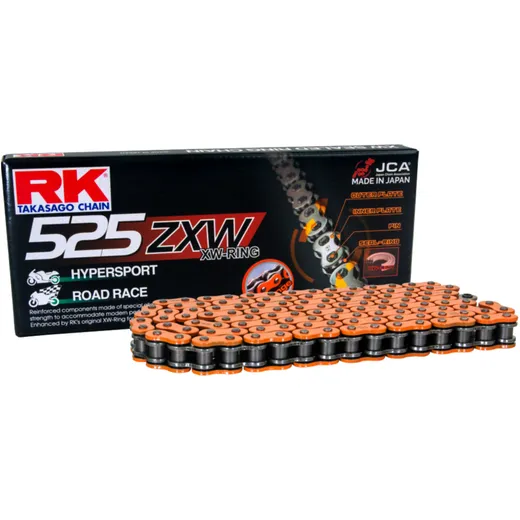 RK XW - Ringkette orange 525 ZXW/116 Kette offen mit Nietschloss passend für: MV Agusta Brutale, Dragster, Turismo Veloce