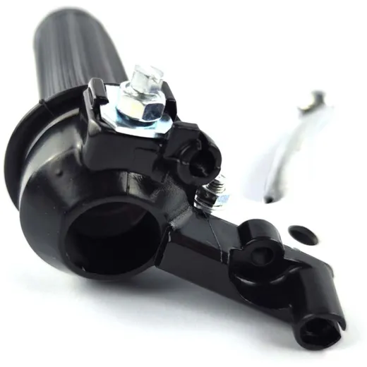 Throttle grip fitting black grooved rubber grip aluminum clu_2
