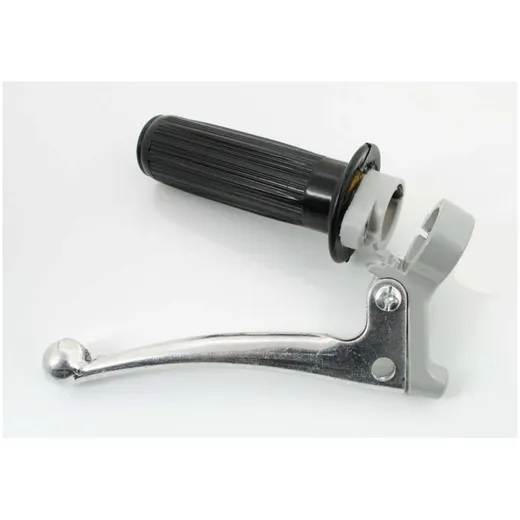 Throttle grip fitting aluminum grey with polished brake leve_1