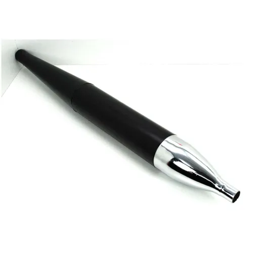 Auspuff Zigarrenform Mattschwarz Chrom Endkappe 32mm 700mm f_1